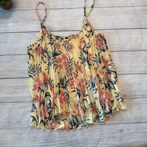 H&M Yellow Floral Spaghetti Strap Tank Top